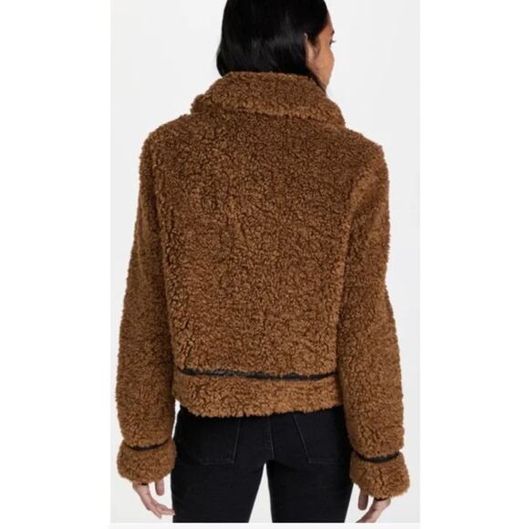Stand Studio Audrey Brown Shearling Jacket with Black Accents - Picture 14 of 16